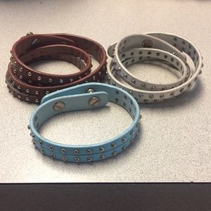 Set of 3 Colorful Studded Wrap Bracelets